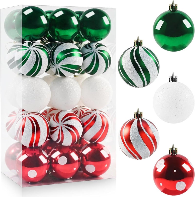 pyntop Christmas Balls Ornaments for Xmas Tree- 30Pcs Shatterproof Christmas Tree Decorations, 2.36" Hanging Balls Muti-Color Xmas Ball Ornaments Set for Holiday Party Decoration Perfect Super Bulbs - Image 1